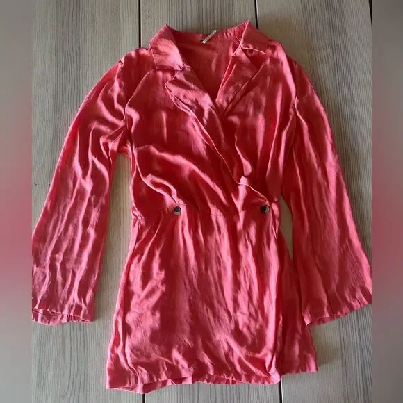 Free People Simone Blazer Wrap Dress in Pink - Size M - Picture 4 of 9